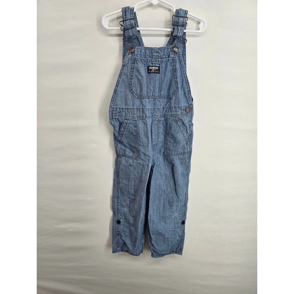 OshKosh Bgosh Toddler Boys Girls Blue Chambray Vestbak‎ Overalls 5T 2N007510